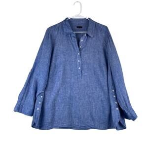 Talbots Women's Linen Cross Dyed Popover Shirt.